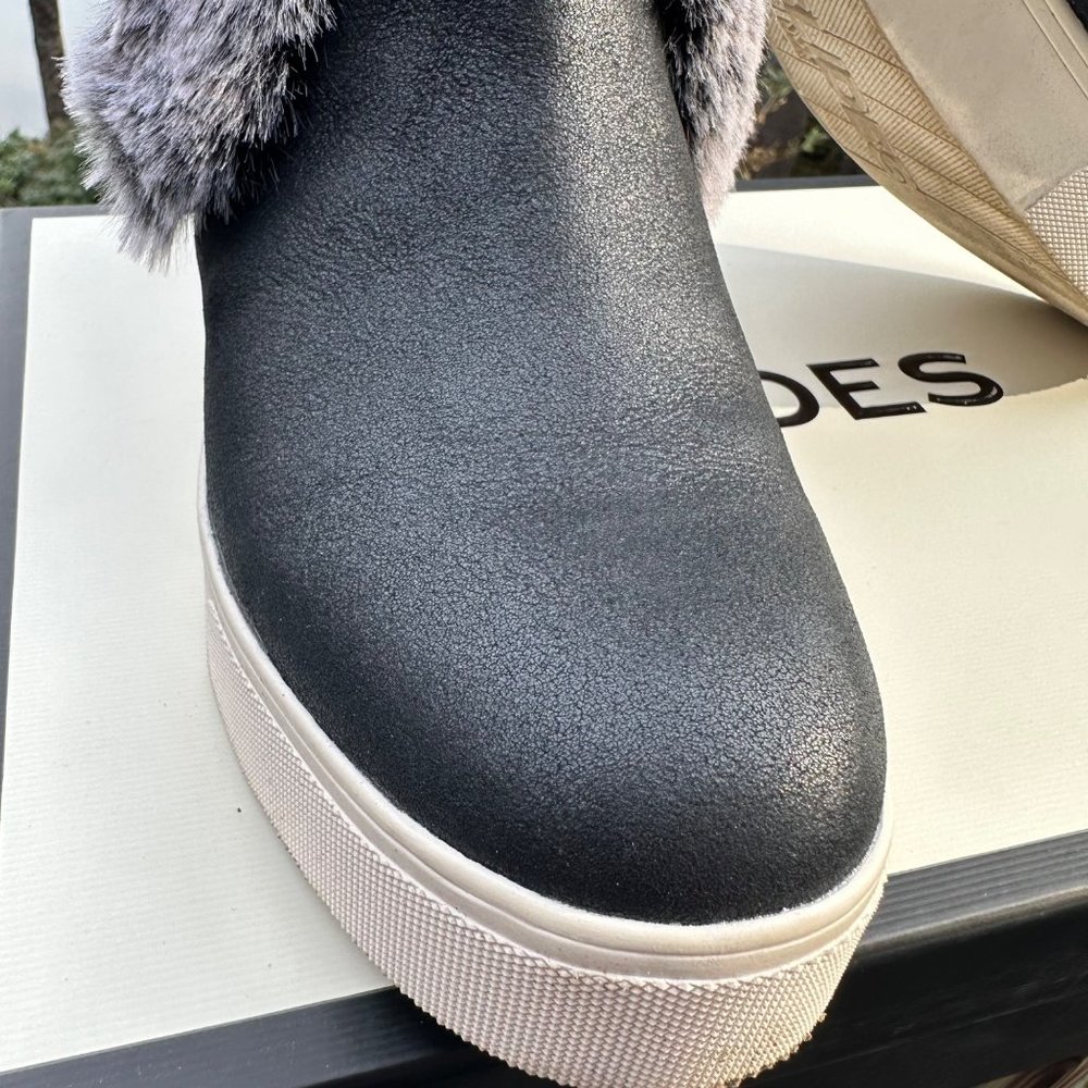 Nib J/Slides Sean Faux Fur Black Metallic Suede W… - image 6